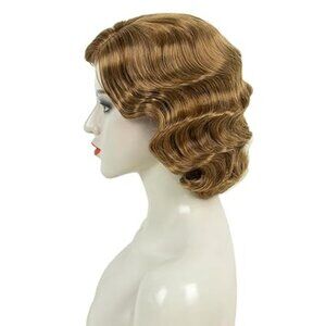 MEDISIFA Glonden Blonde 20s Wig for Wome Finger Wave Party Hair Synthetic Full V